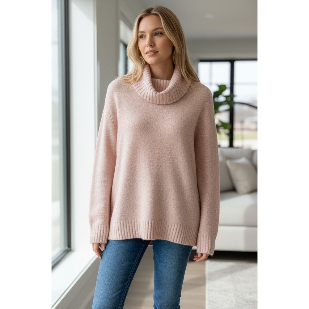 BP Sweater Womens XXS Pink‎ Turtleneck Side Slit Knit Soft Cozy Pullover